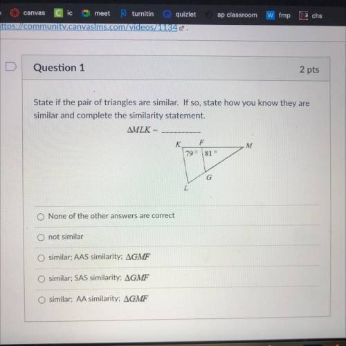 State if the pair of triangles are similar. if so, state how you know they are similar and complete