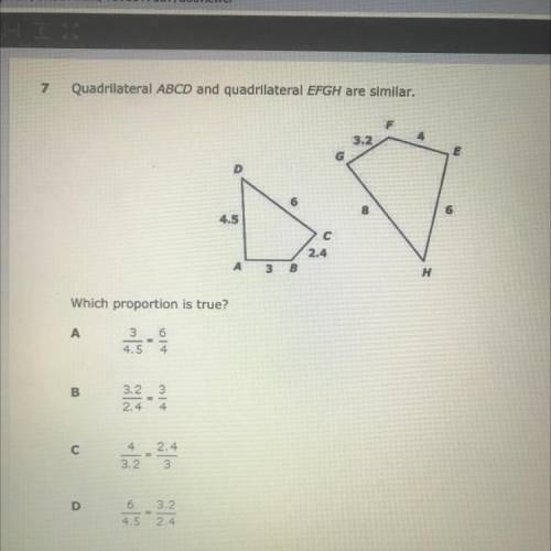 Answer fast please!! I’ll give brainliest only if you’re correct!Quadrilateral ABCD and quadrilater