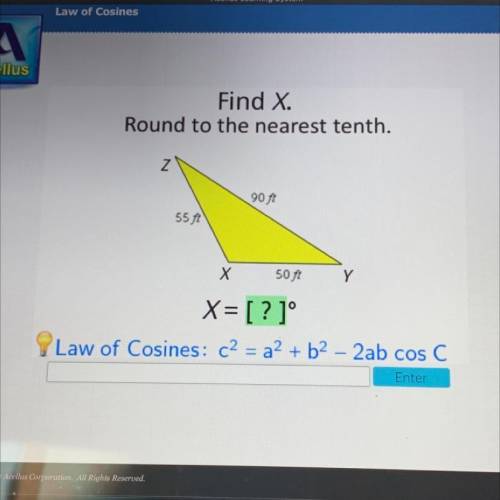 Find X.
Round to the nearest tenth.