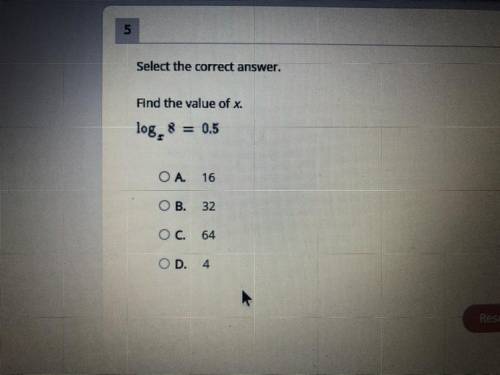 Select the correct answer.
Find the value of x.
Please answer!!!