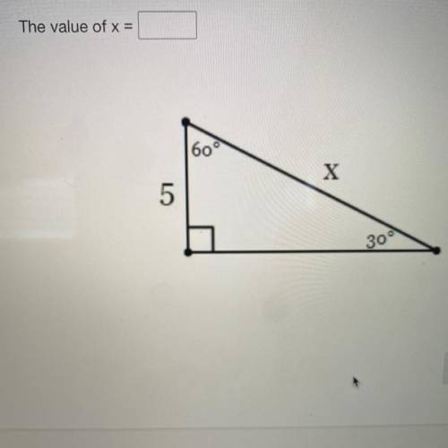 The value of x =
60°
5
x
30°