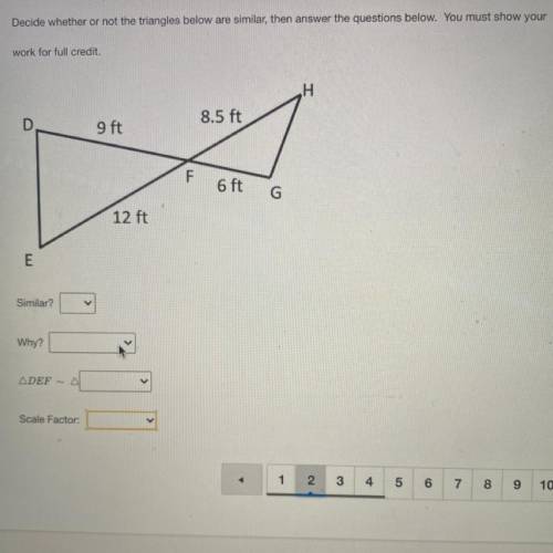 Decide whether or not the triangles below are similar...