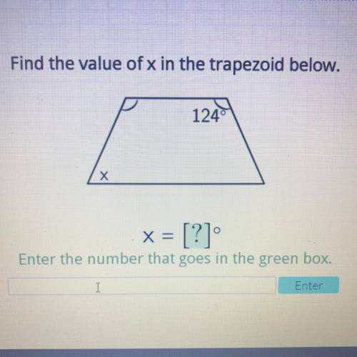 Find the value of x in the trapezoid below
X= ?