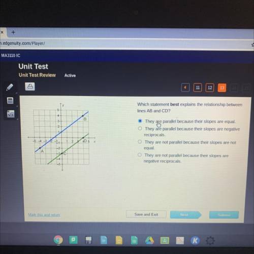 Which statement best explains the relationship between

 lines AB and CD?
They
Le
parallel because