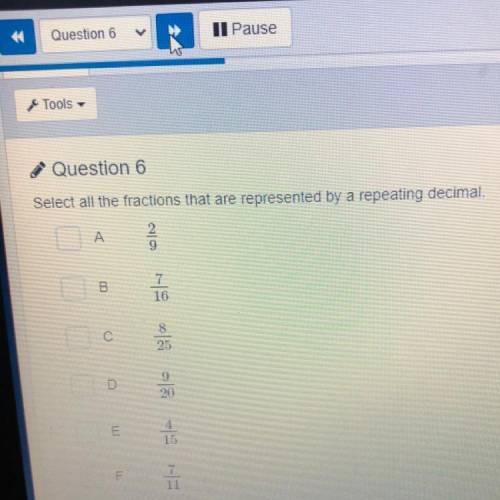 Select all the fractions that are represented by a repeating decimal .