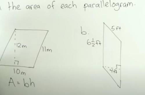 Find the area of each parallelogram