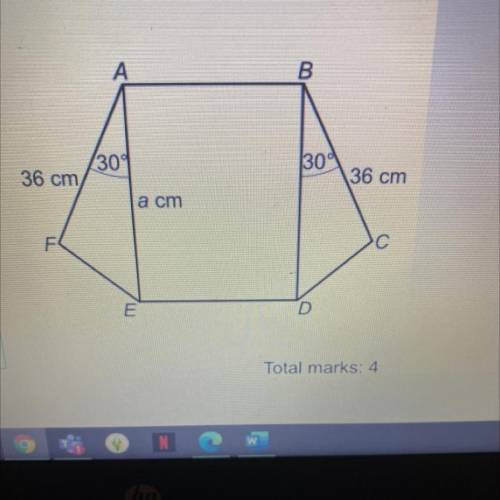 The diagram shows a rectangle, ABDE, and

two congruent triangles, AFE and BCD.
area of rectangle