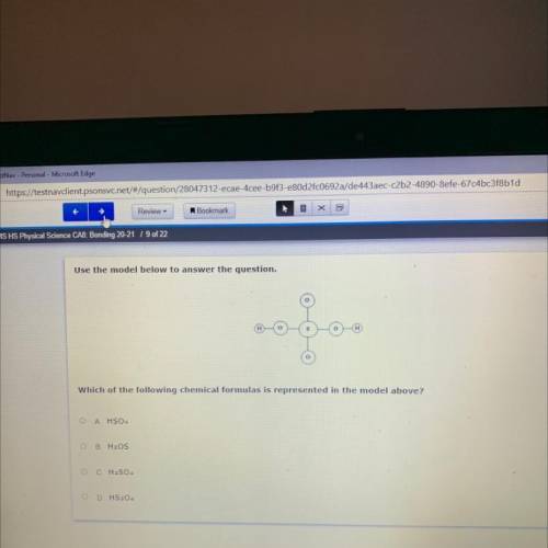 Use the model below to answer the question.

-
Which of the following chemical formulas is represe