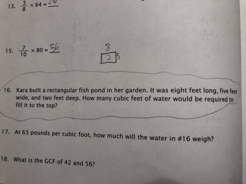 PLEASE HELP I GIVE 10 POINTS!

Kare built a rectangular fish pond in her garden. It was 8 feet lon