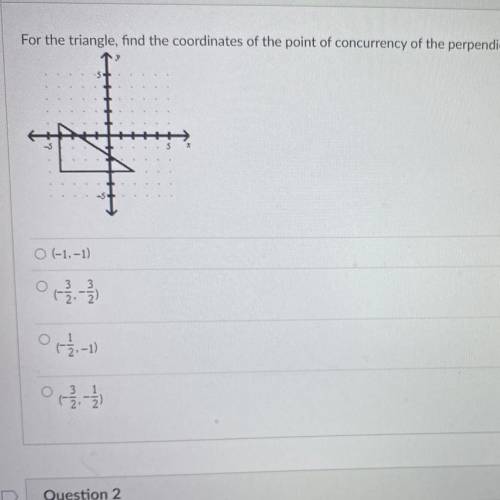 the triangle, find the coordinates of the point of concurrency of the perpendicular bisectors of th