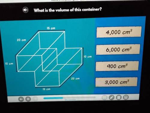 Volume of Composed Figures What is the volume of this container?

15 cm 4,000 cm3 20 cm 6,000 cm3