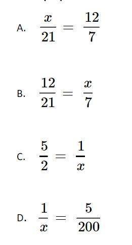 In which proportion does x have a value of 4?