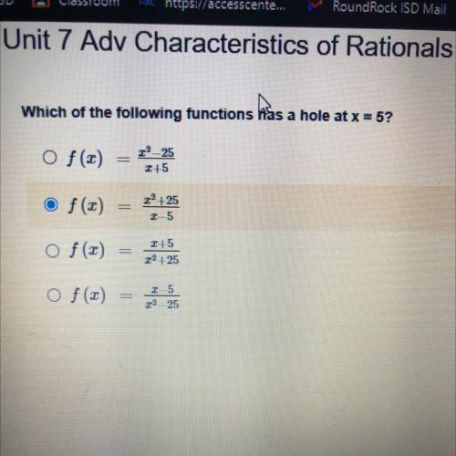 Which of the following functions has a hole at x = 5?