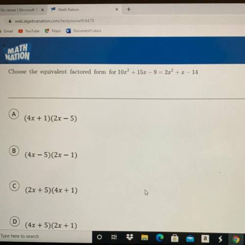 Choose the equivalent factored form for 10x^2+15x-9=2x^2+x-14