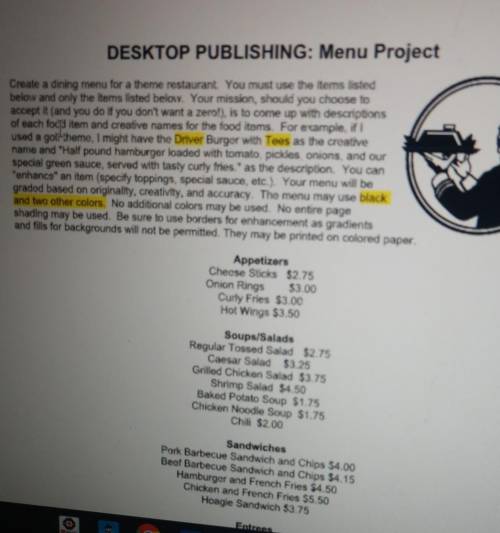 Desktop publishing: Menu project​