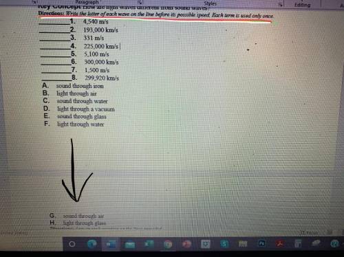 Please help!!

Instructions: Write the letter of each wave on the line before its possible speed.