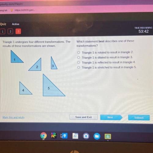 Triangle 1 undergoes four different transformations. The

results of these transformations are sho