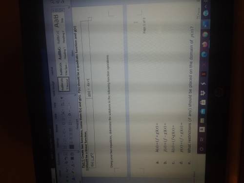 PLEASE HELP!! Use the two equations: f (x) =x^2 and g (x) =4x+1 to determine the solutions to the f