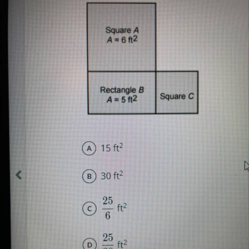 The diagram shows two squares constructed on the sides of a rectangle. What is the area of Square C