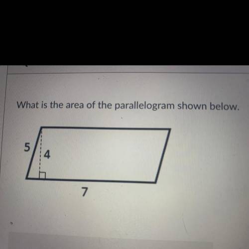 What’s the area of this parrelogram? (There is a photo!)
Please help me!