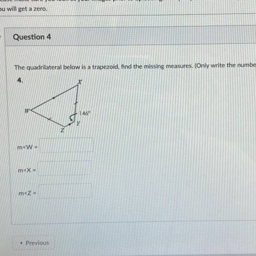 The quadrilateral below is a trapezoid, find the missing measures. (Only write the number)

4.
X
1