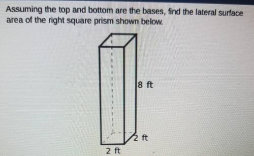 Assuming the top and bottom are the bases, find the lateral surface area of the right square prism