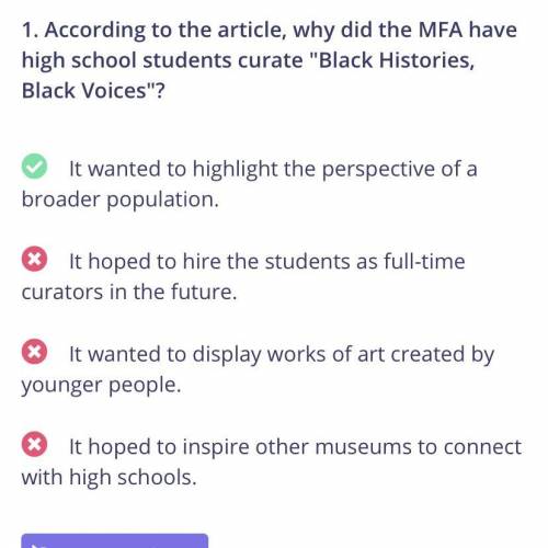 HURRY QUICK I NEED HELP!!!

According to the article, why did the MFA have high school students cur