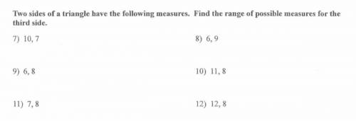 Please help me find the range of possible measures for the third side...