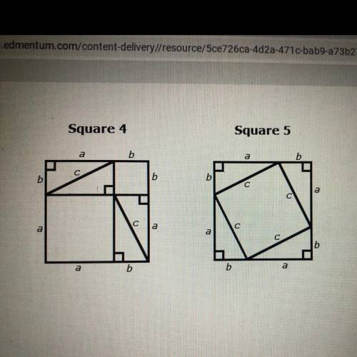 Using squares 1, 2, and 3, and eight coples of the original triangle, you can create squares 4 and