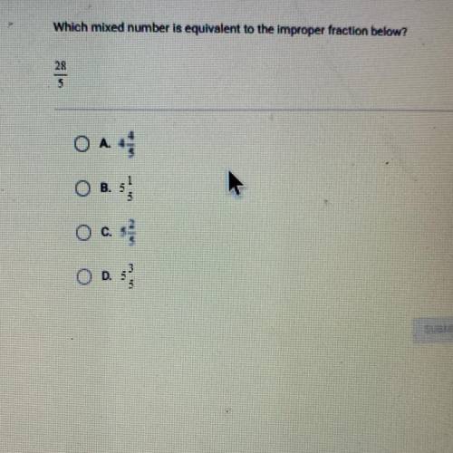 Which mixed number is equivalent to the improper fraction below?