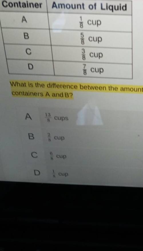 . what is the difference between the amount of liquid and container d and the combined amount of li