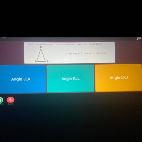 Determine which angle corresponds with each side in the triangle below

B. Side length lj correspo