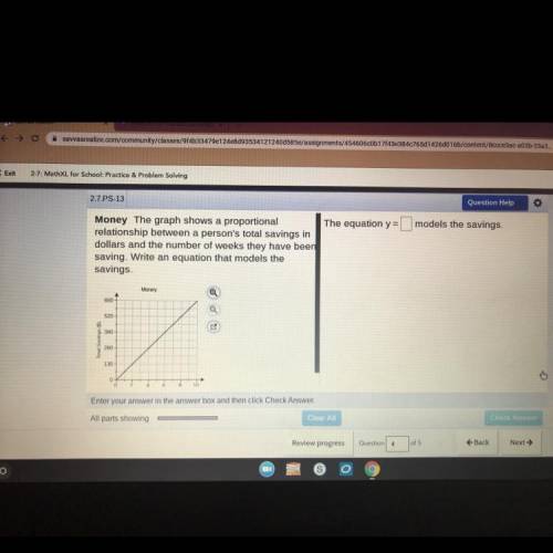 Money The graph shows a proportional

relationship between a person's total savings in
dollars and