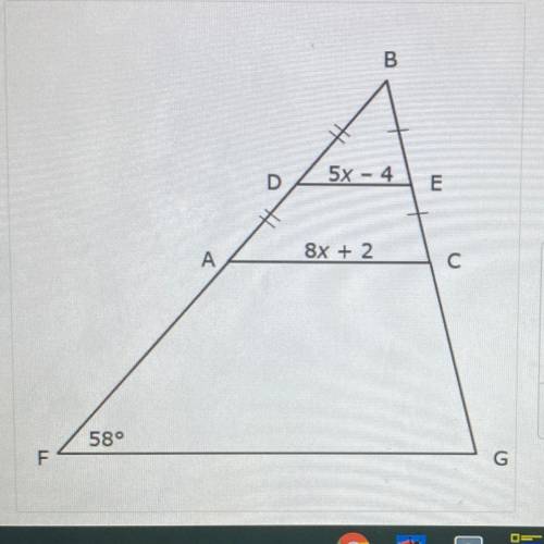 Given the area of triangle DBE is approximately 282 square units and the area of quadrilateral ADEC