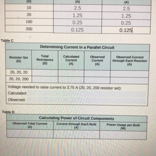 Pls help me fill out table C and D!