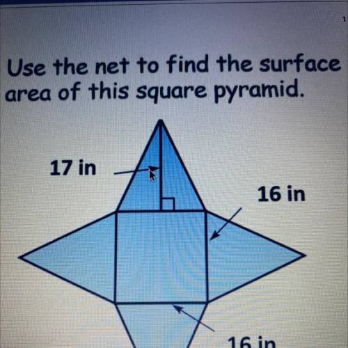 Use the net to find the surface area of this square pyramid