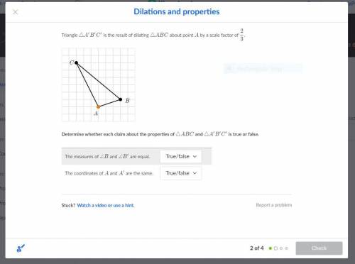 Triangle \triangle A'B'C'△A

′
B 
′
C 
′
triangle, A, prime, B, prime, C, prime is the result of d