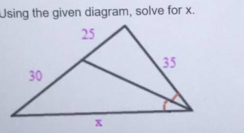 PLZ HELP
Using the given diagram, solve for x.