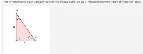 Use the image below to answer the following question. Find the value of sin x° and cos y°. What rel