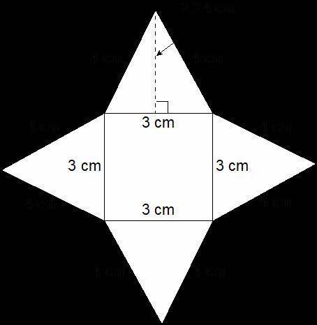 1. Consider the surface area of the following pyramid.

(a) Calculate the total surface area of th