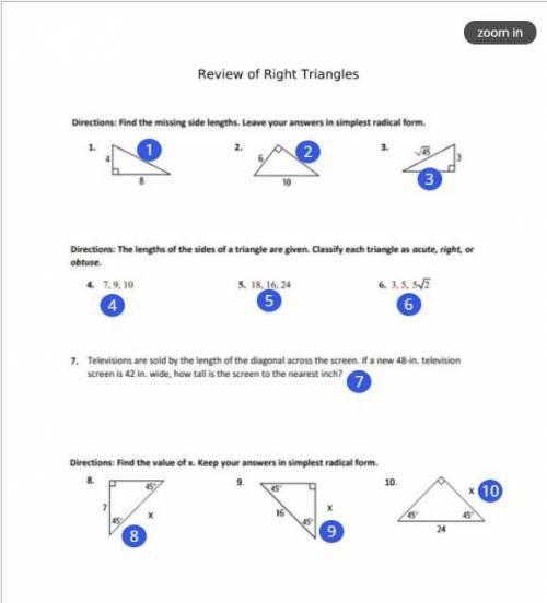 Help with Geometry 
Review of Right Triangles