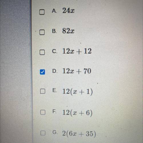 Which expressions are equivalent to 5(x + 7) + 7(x + 5)
Please help