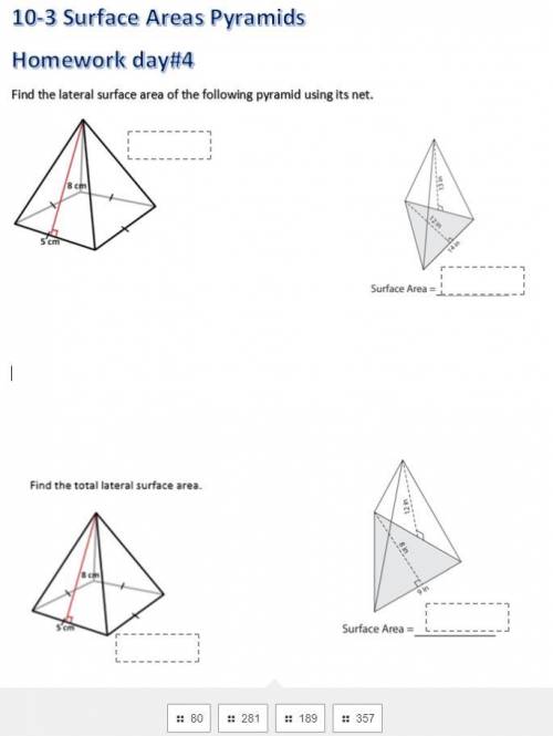 Find the surface area of the following pyramid using its net. Please answer correctly the 4 questio