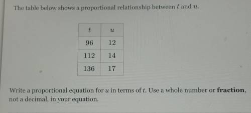 Write a proportional for u in terms of t.​