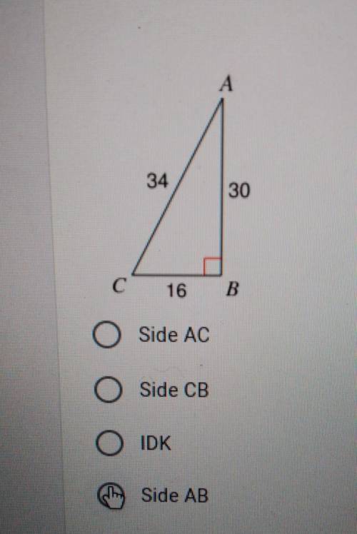 Which is the adjacent side to the reference angle A?* ​