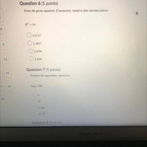 Solve the given equation. If necessary, round to four decimal places. 8^6r=14