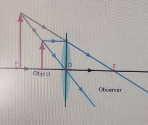 Which statement is the best interpretation of the ray diagram shown?

A. A convex lens forms a lar