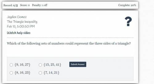 Which of the following sets of numbers could represent the three sides of a triangle?