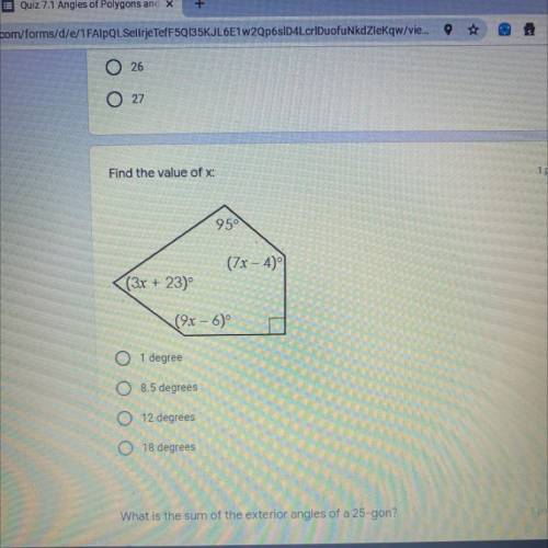 Find the value of x: