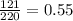 \frac{121}{220} =0.55